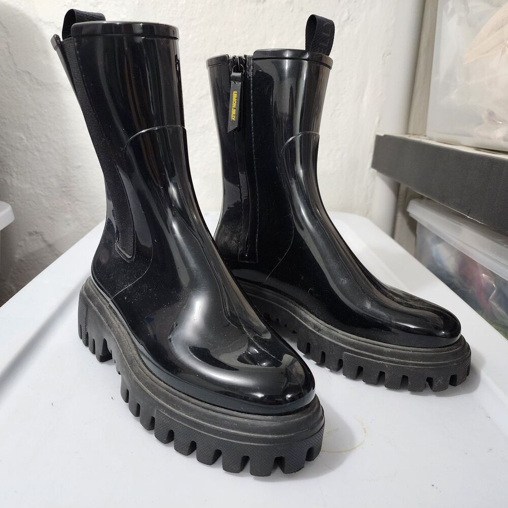 Lemon Jelly Super Light Black Mid Calf Boot City Rubber Vegan EUR 38